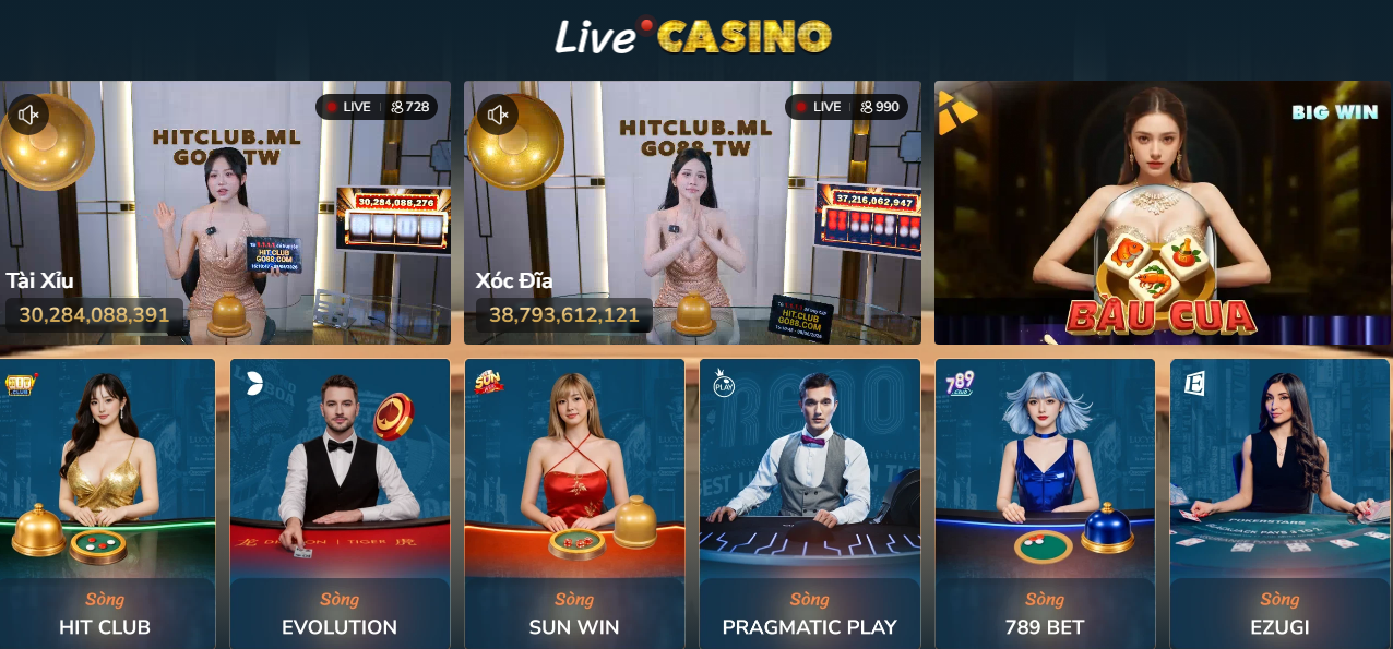 Sảnh Live Casino hấp dẫn
